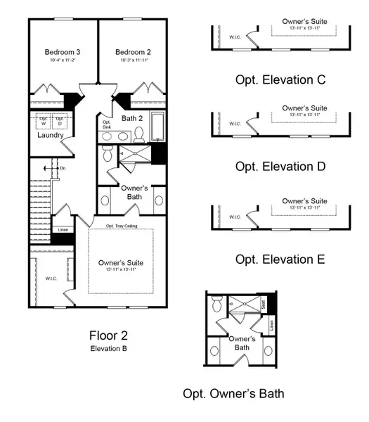 2D floor plan layout of this home in Buffalo Townes, Garner, NC (Image 3).