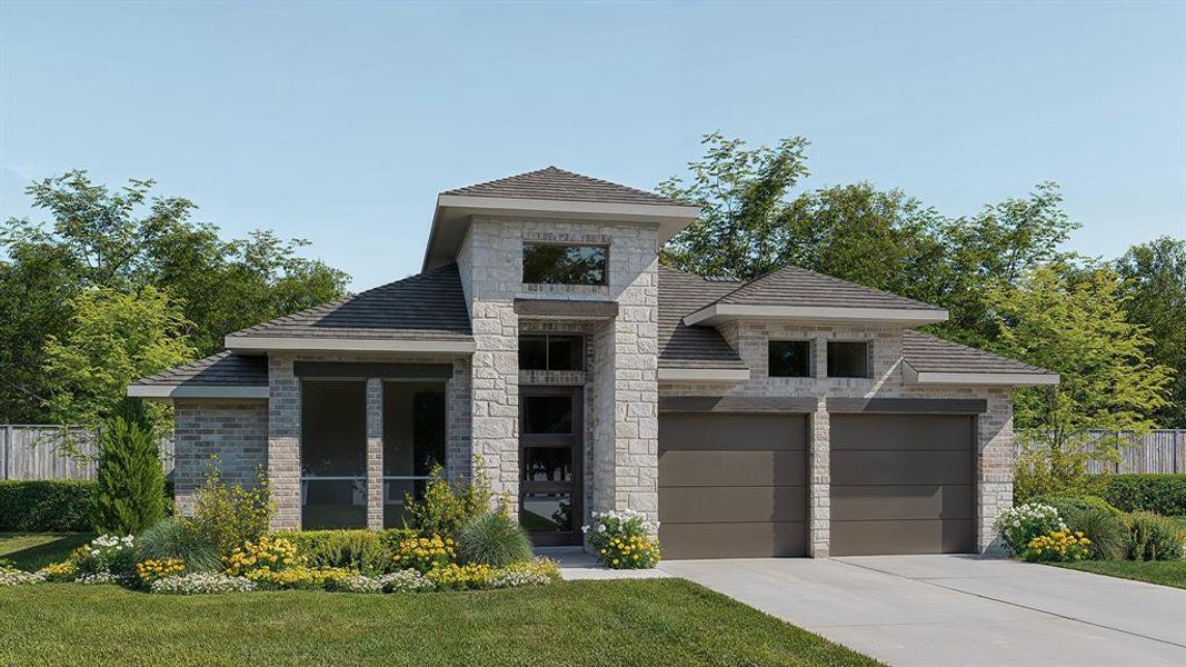Front exterior of a new home in Lakewood Village, Lakewood Village, TX, highlighting curb appeal (Image 1). Front exterior of a new home in Lakewood Village, Lakewood Village, TX, highlighting curb appeal (Image 1).
