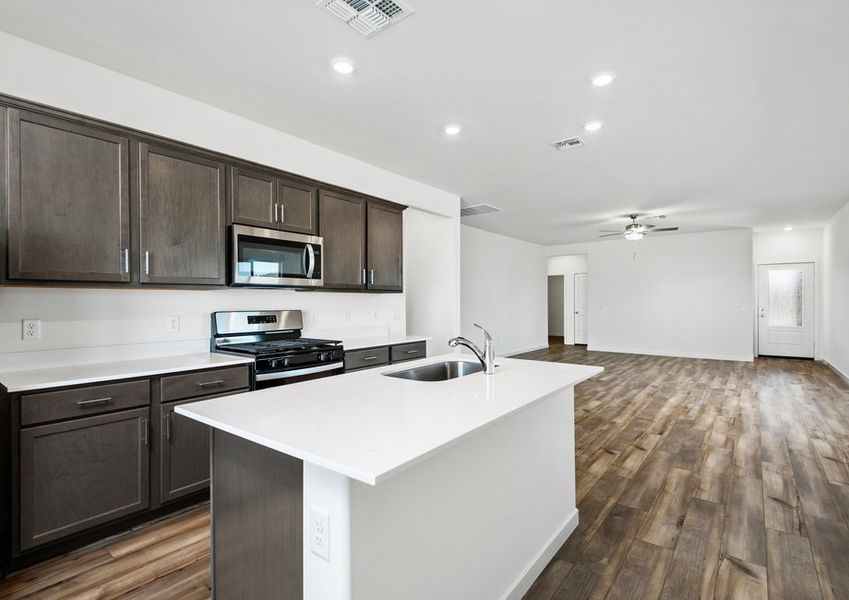 Spacious countertops allow chef-ready meals for family and friends.