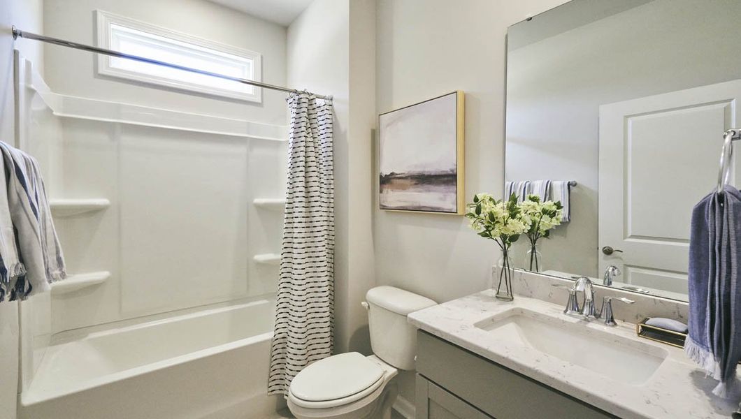 Furnished interior view inside a new home in The Villas at Kinsley, Jamestown (Image 11). Furnished interior view inside a new home in The Villas at Kinsley, Jamestown (Image 11).