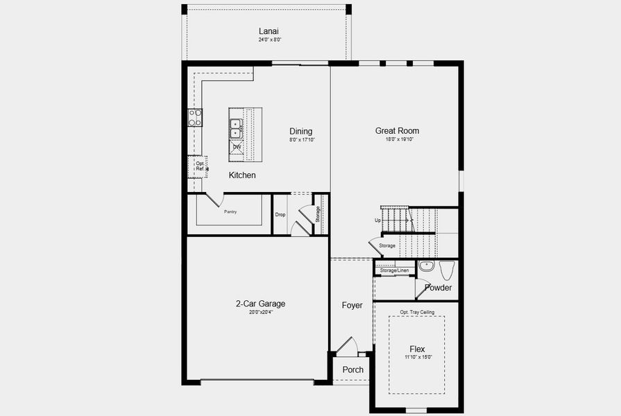 2D floor plan layout for the Monterey by Taylor Morrison in Hillcrest, San Antonio, FL (Image 3).