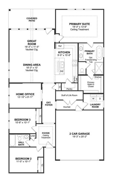 2D floor plan layout for the Boise by K. Hovnanian® Homes in Kingdom Heights, Rosenberg, TX (Image 3).