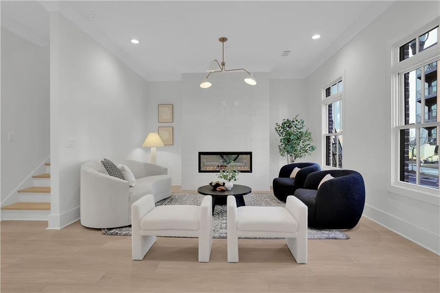 Furnished interior view inside a new home in Skyview On Broad, Sugar Hill (Image 32).