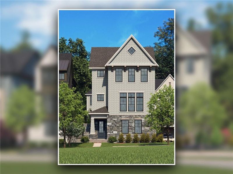 Front exterior of a new home in Park Walke, Alpharetta, GA, highlighting curb appeal (Image 1).