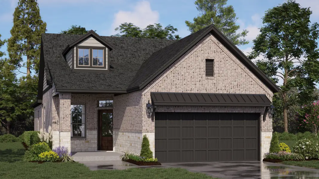 Front exterior of a new home in Jordan Ranch, Fulshear, TX, highlighting curb appeal (Image 2). Front exterior of a new home in Jordan Ranch, Fulshear, TX, highlighting curb appeal (Image 2).