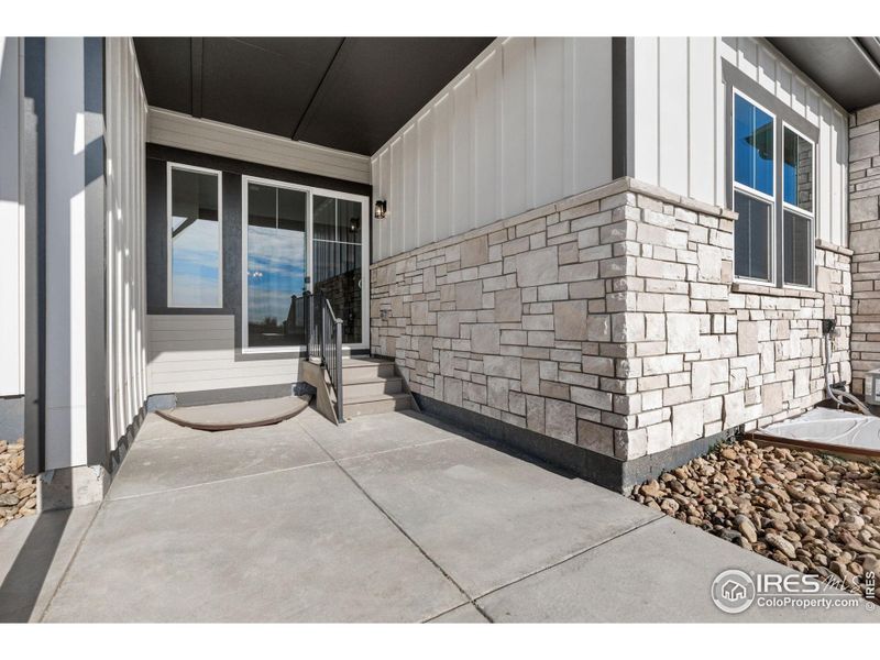 An inviting patio off the living room can be a favorite spot for relaxation and entertainment.