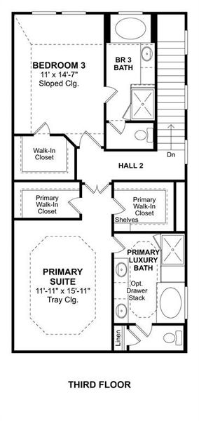 The Radcliffe II floor plan by K. Hovnanian Homes. 3rd Floor shown. *Prices, plans, dimensions, features, specifications, materials, and availability of homes or communities are subject to change without notice or obligation.