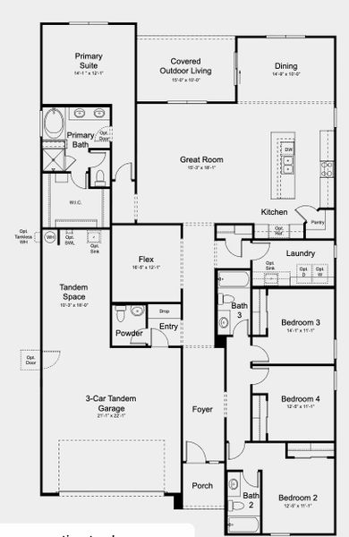 2D floor plan layout for the York by Taylor Morrison in Alamar, Avondale, AZ (Image 3).