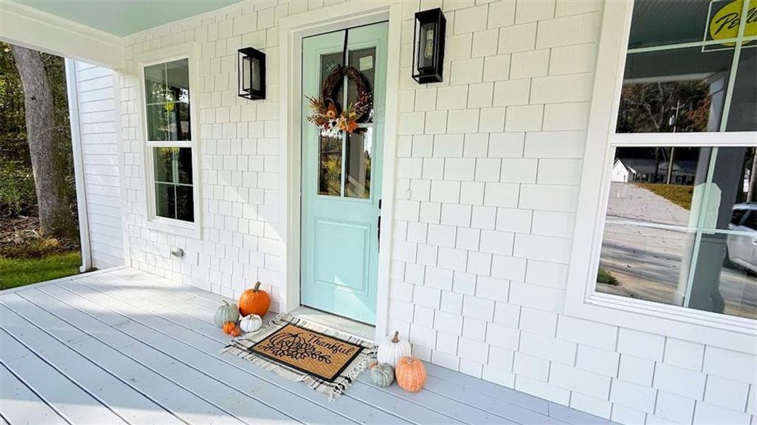 Exterior details and patio area of a home in , Bowdon (Image 22).