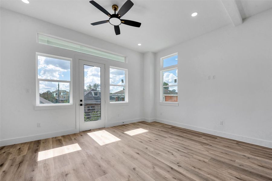 The balcony is right off the living room to enjoy your morning coffee or a cool beverage.