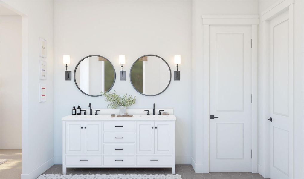 Serene primary bath (*Artist rendering used for illustration purposes only.)