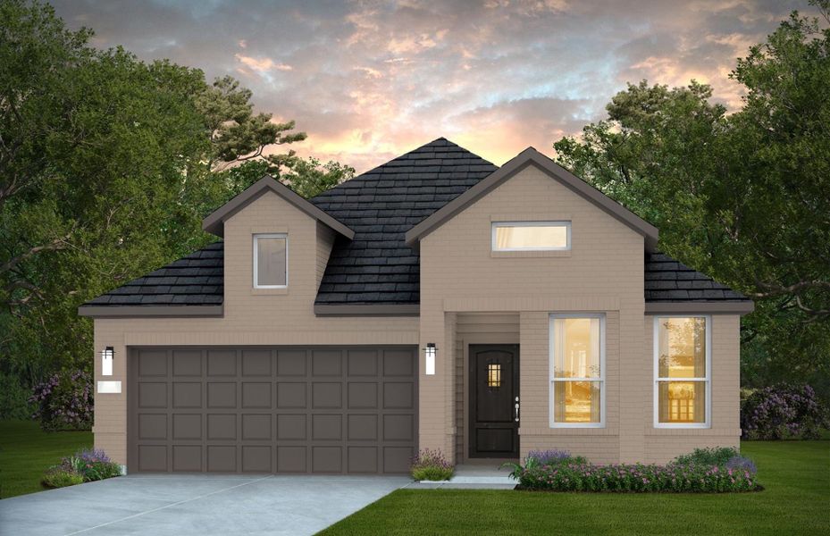 Representative exterior photo of a completed home built from the Fox Hollow by Pulte Homes in Montgomery Bend, Montgomery, TX (Image 12). Representative exterior photo of a completed home built from the Fox Hollow by Pulte Homes in Montgomery Bend, Montgomery, TX (Image 12).