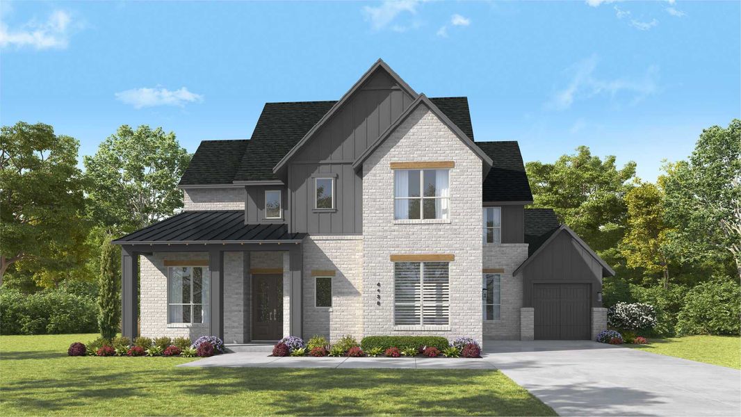 Representative exterior photo of a completed home built from the Lucca by Huntington Homes in Kresston 70s, Montgomery, TX (Image 21).