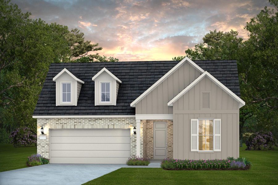 Front exterior of a new home in Sun City Texas, Georgetown, TX, highlighting curb appeal (Image 1). Front exterior of a new home in Sun City Texas, Georgetown, TX, highlighting curb appeal (Image 1).