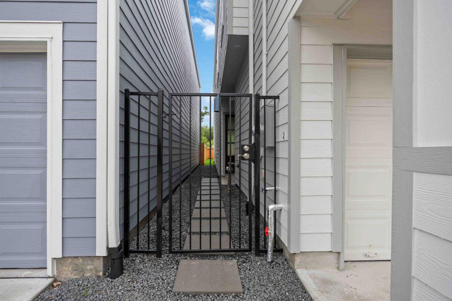 Secure gated entry gives your packages a place to stay and pups even more room to roam!