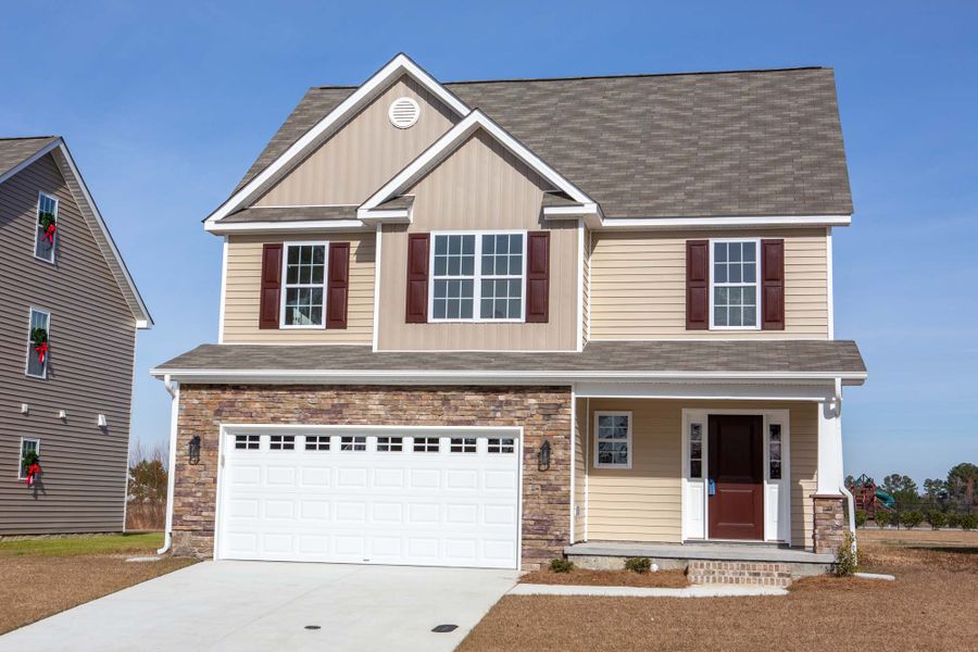 Representative exterior photo of a completed home built from the Rockbridge by Bill Clark Homes in Davenport Farms, Winterville, NC (Image 32).
