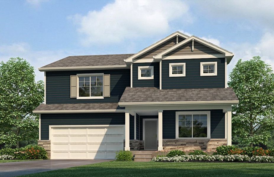 Front exterior of a new home in Hansen Farm, Fort Collins, CO, highlighting curb appeal (Image 2).