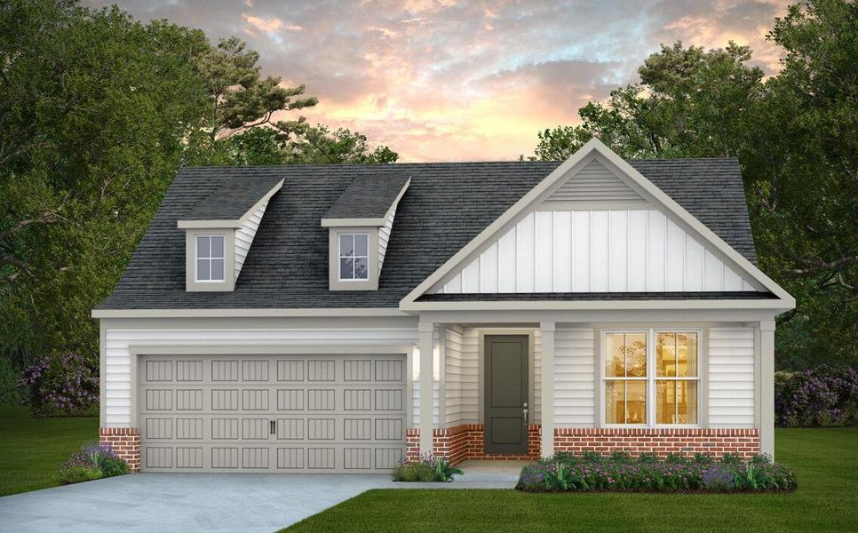 Front exterior of a new home in Del Webb Charleston at Nexton, Summerville, SC, highlighting curb appeal (Image 1). Front exterior of a new home in Del Webb Charleston at Nexton, Summerville, SC, highlighting curb appeal (Image 1).