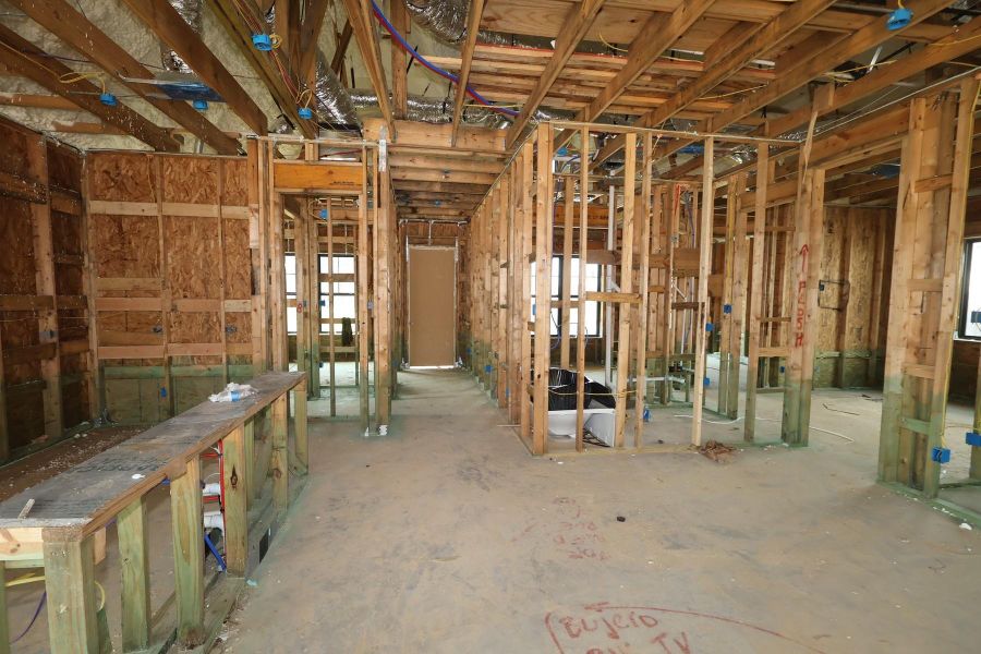In-progress construction of a new home in Riceland - Enclave Row Collection, Mont Belvieu, TX (Image 7). In-progress construction of a new home in Riceland - Enclave Row Collection, Mont Belvieu, TX (Image 7).