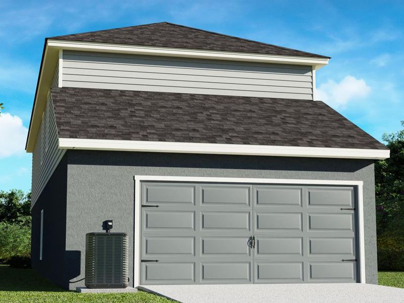 Attached 2-car garage located on the rear of the home with alley access. (Artists` rendering of the Donatella)