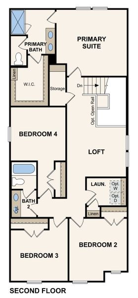 2D floor plan layout for the Marigold - 2065 by Century Communities in Rosemont Hill, San Antonio, TX (Image 3).