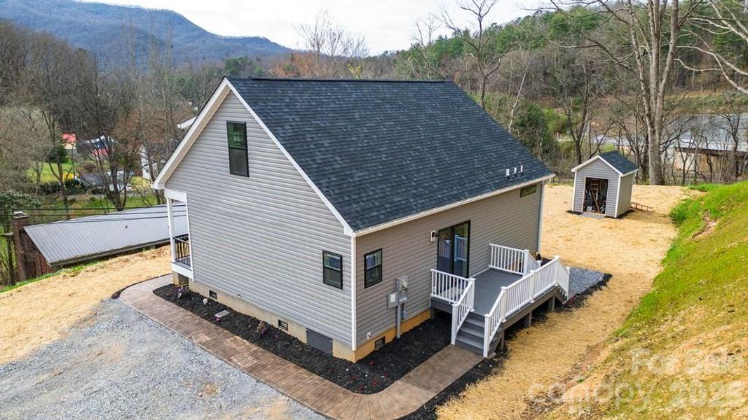 Exterior details and patio area of a home in , Dillsboro (Image 17).
