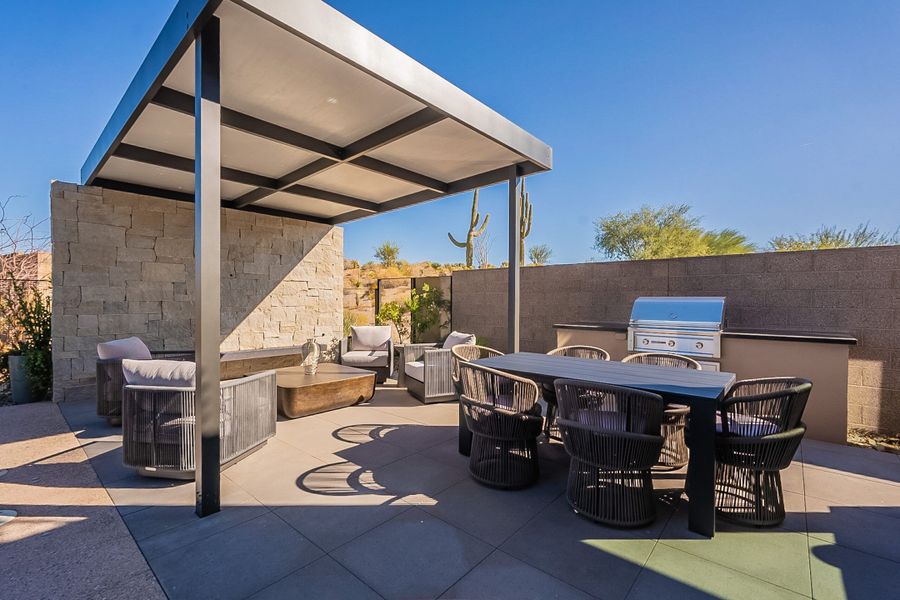 Exterior details and patio area of a home in Village at Seven Desert Mountain, Scottsdale (Image 4).
