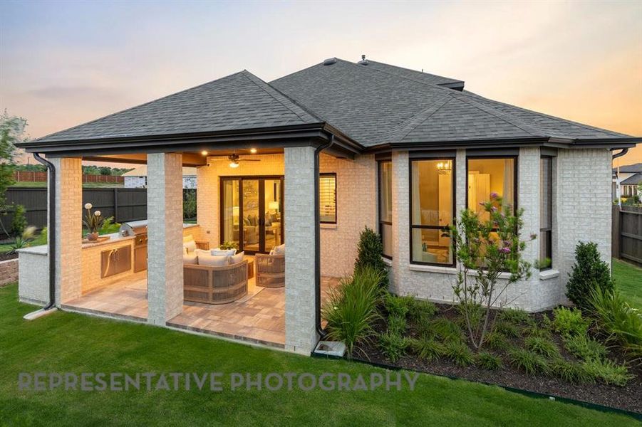 Exterior details and patio area of a home in Treeline, Justin (Image 23).