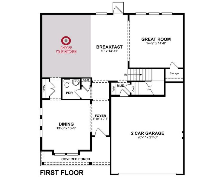 2D floor plan layout for the Cottonwood by Beazer Homes in The Groves of Berkeley, Moncks Corner, SC (Image 4).