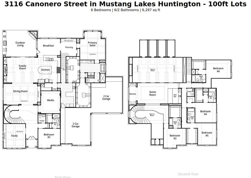 2D floor plan layout of this home in Mustang Lakes - 100ft Lots, Celina, TX (Image 2). 2D floor plan layout of this home in Mustang Lakes - 100ft Lots, Celina, TX (Image 2).