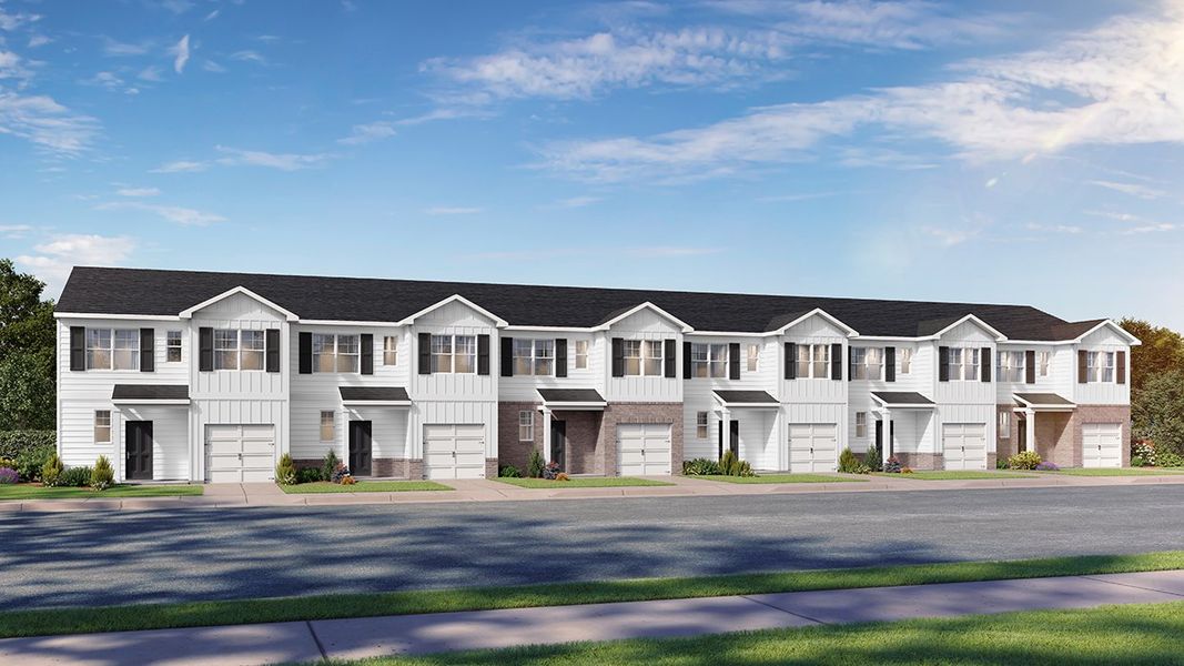 Representative exterior photo of a completed home built from the Evans by D.R. Horton in Rushing Waters Townhomes, North Augusta, SC (Image 1).