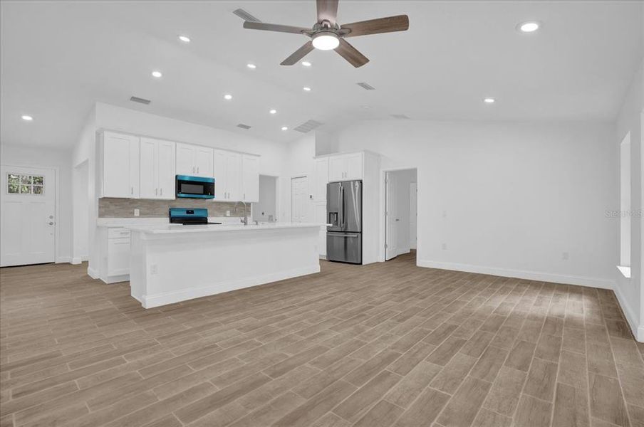 Kitchen view from open area