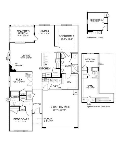 2D floor plan layout for the Bristol by D.R. Horton in Hamptons at Riverwood North, Dallas, GA (Image 5).