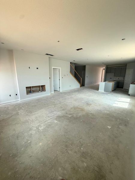 A spacious, open-concept interior awaits your personal design touches. A spacious, open-concept interior awaits your personal design touches.