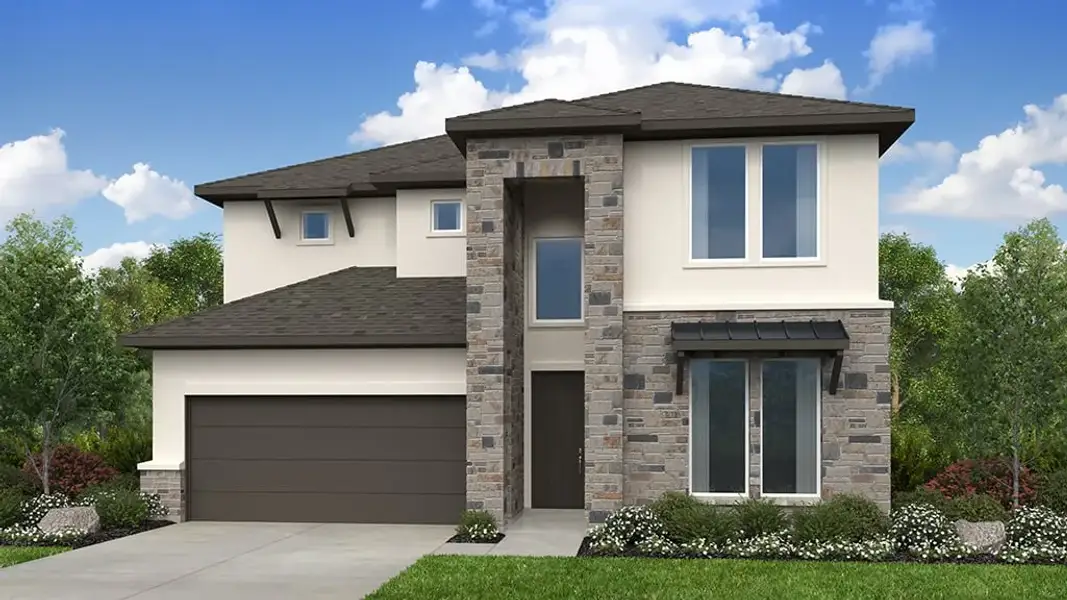 Representative exterior photo of a completed home built from the Balcones by Taylor Morrison in Eastwood, Manor, TX (Image 20).