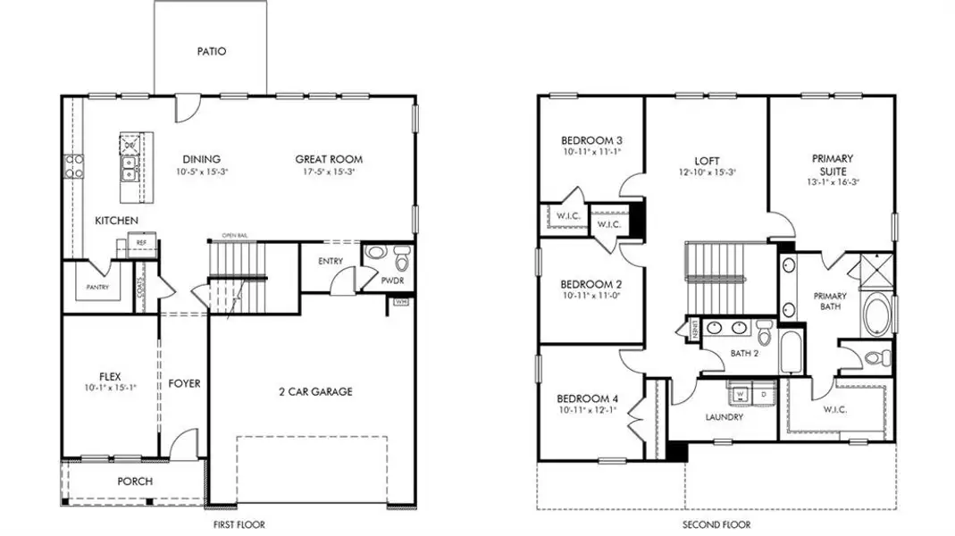 2D floor plan layout of this home in Northwoods at Mirror Lake, Villa Rica, GA (Image 2). 2D floor plan layout of this home in Northwoods at Mirror Lake, Villa Rica, GA (Image 2).
