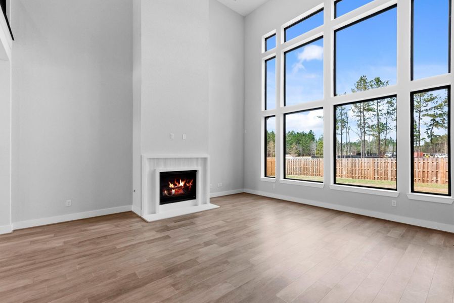 Living room with high ceilings
