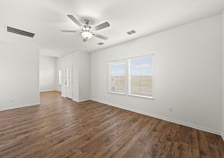 The family room is perfect for hosting