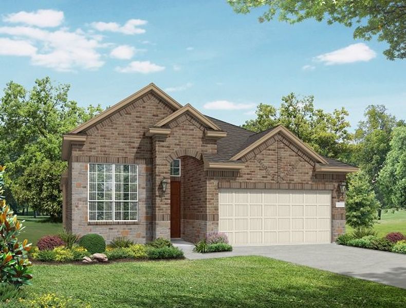 Front exterior of a new home in Wood Leaf Reserve, Tomball, TX, highlighting curb appeal (Image 23).