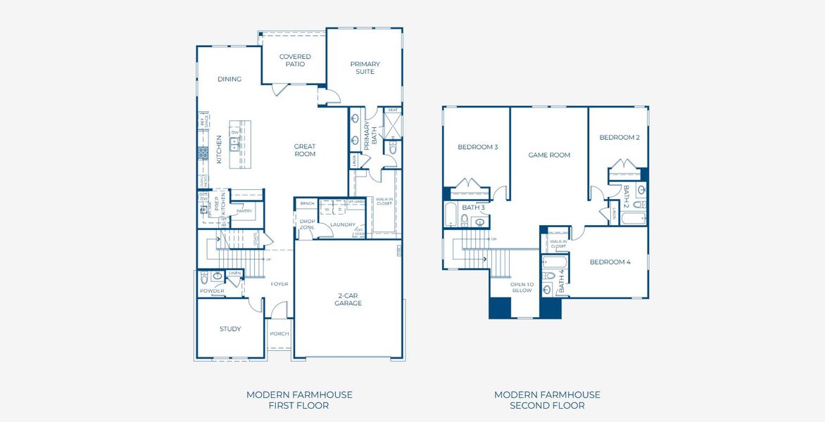 2D floor plan layout for the 4062 by Risewell Homes in Bluff Haven, Georgetown, TX (Image 5).