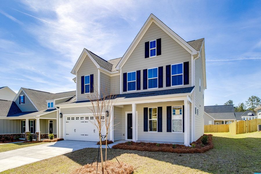 Front exterior of a new home in Pebble Branch, Chapin, SC, highlighting curb appeal (Image 24).