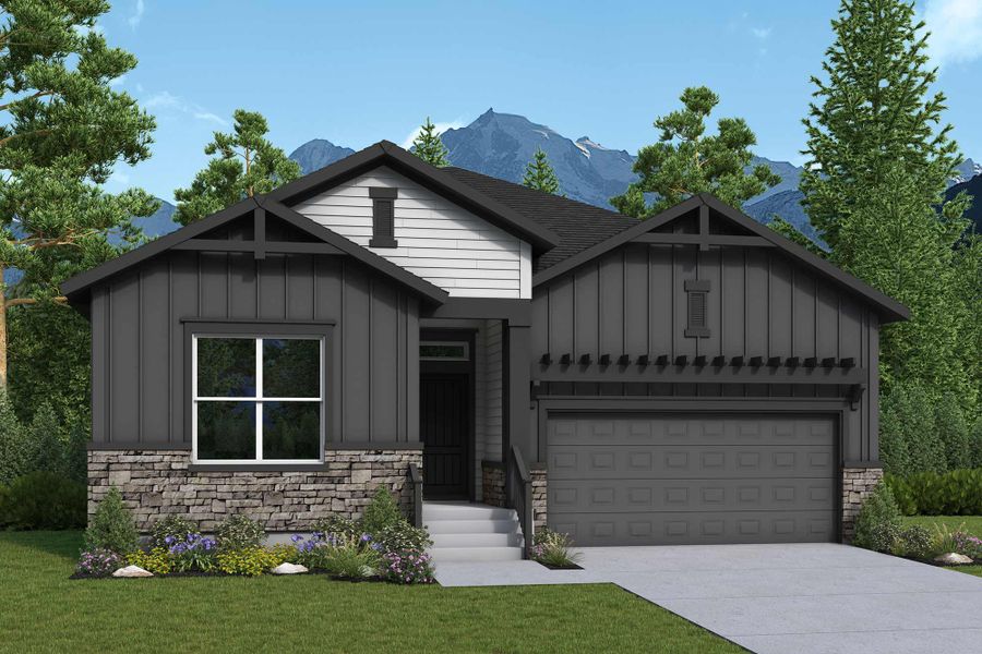 Representative exterior photo of a completed home built from the The Tibbetts by David Weekley Homes in Wolf Ranch - Enclave Collection, Colorado Springs, CO (Image 12). Representative exterior photo of a completed home built from the The Tibbetts by David Weekley Homes in Wolf Ranch - Enclave Collection, Colorado Springs, CO (Image 12).