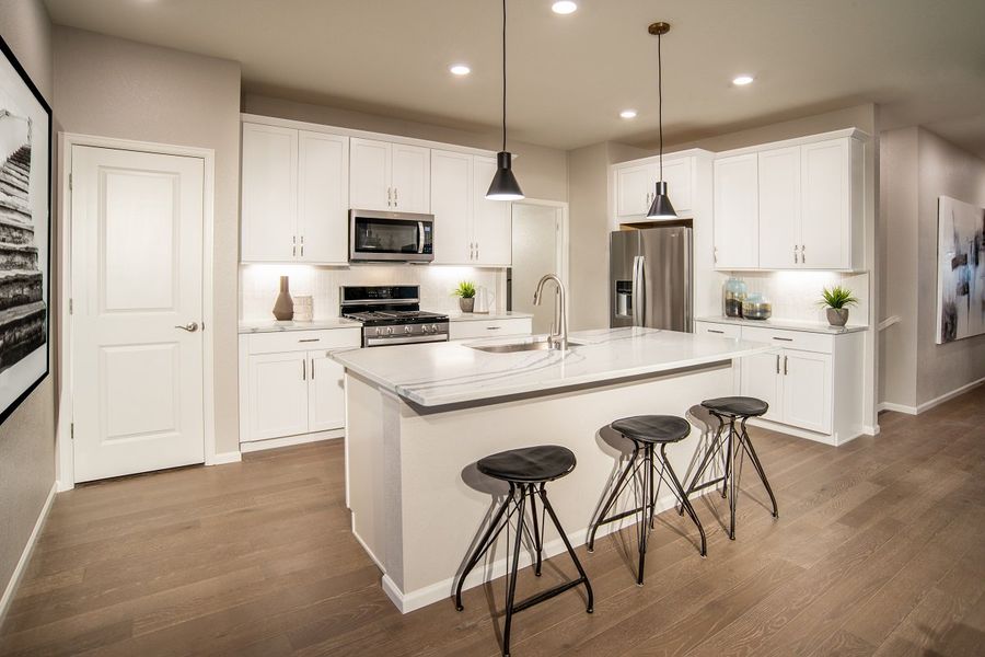 Representative furnished interior of a home built from the 1384 by KB Home in Painted Prairie, Aurora (Image 5).