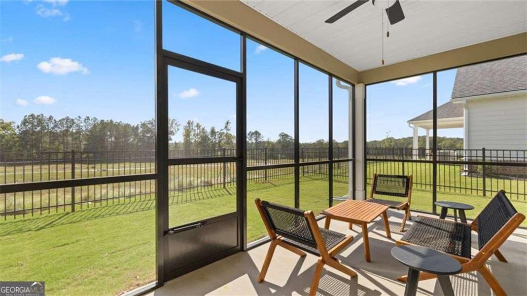 Exterior details and patio area of a home in Oak Ridge Meadows - Active Adult, Locust Grove (Image 22).