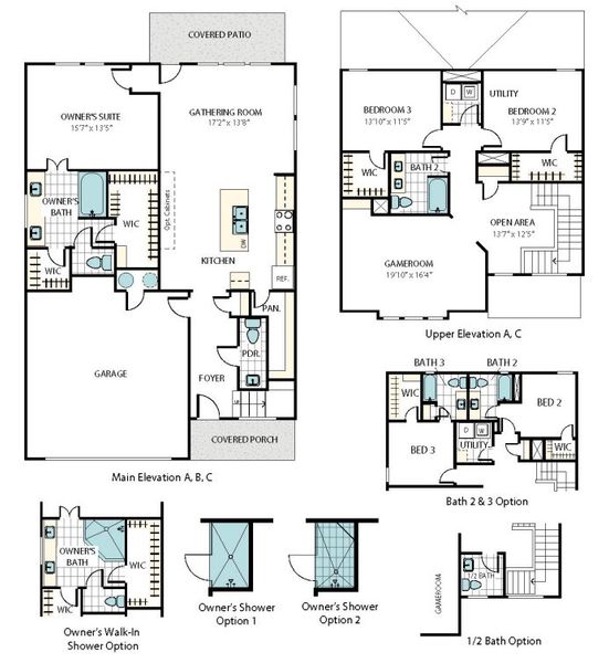2D floor plan layout for the Meredith by Masonwood Homes in Cielo West, Round Rock, TX (Image 2).