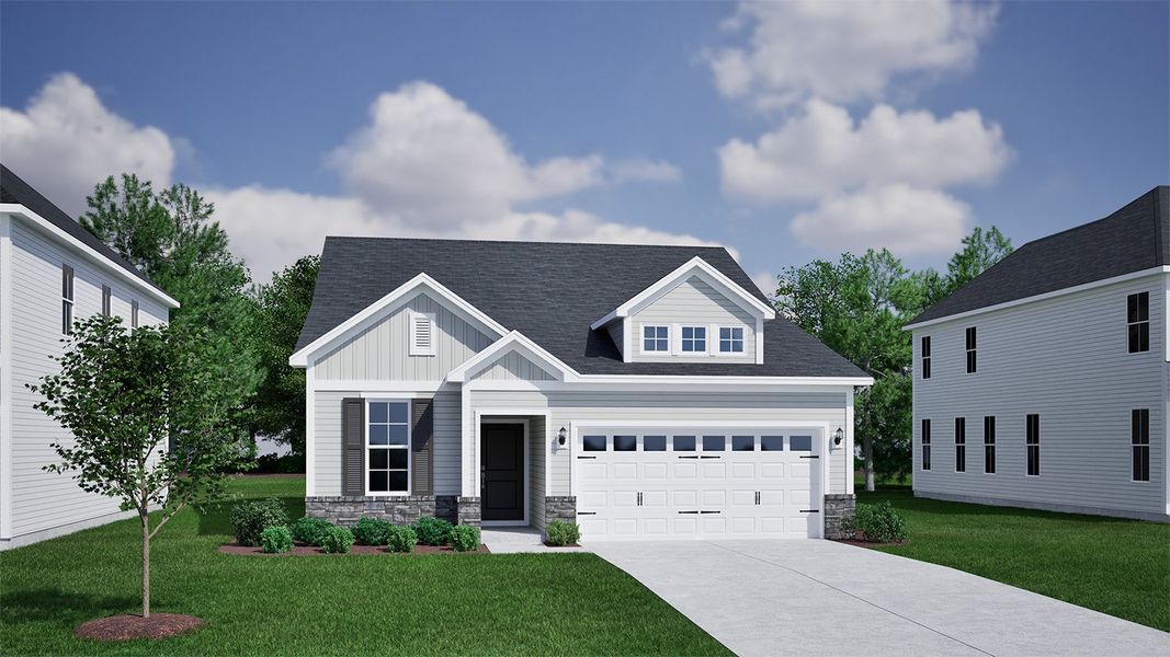 Representative exterior photo of a completed home built from the Adler - Vanguard Collection by Mungo Homes in Ovation at Sweetbrier, Durham, NC (Image 4).