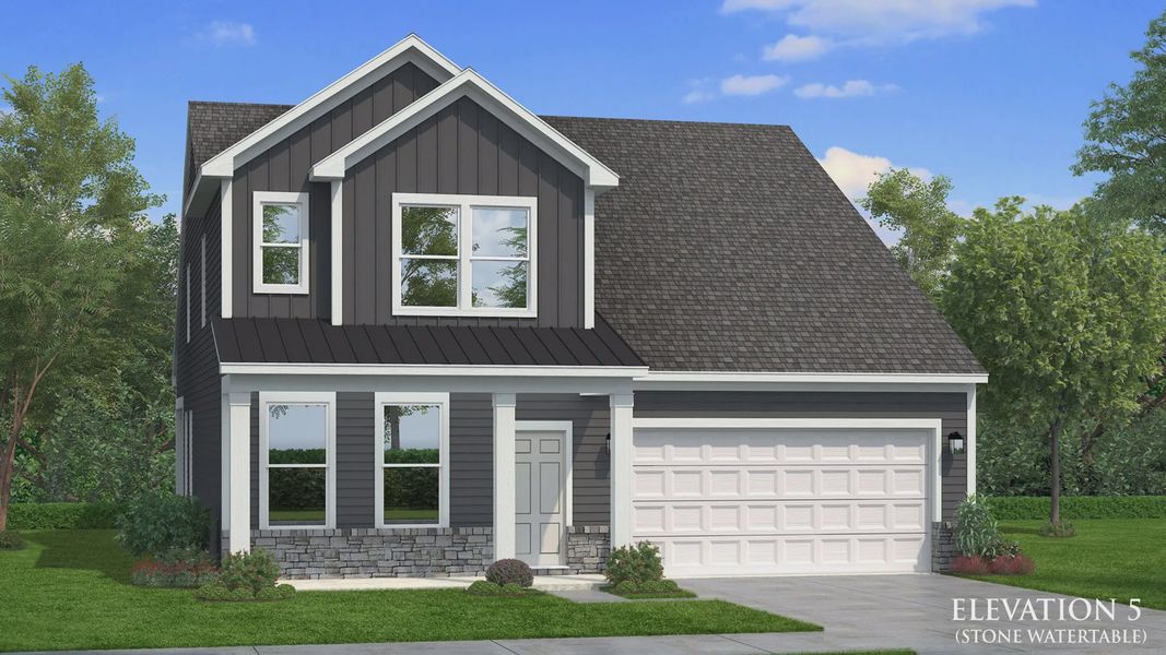 Representative exterior photo of a completed home built from the Ansley by DRB Homes in Weavers Pointe, Zebulon, NC (Image 23).