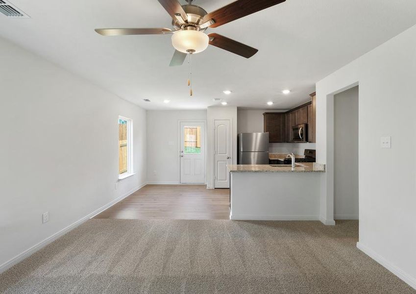 The dining room sits right off of the kitchen.