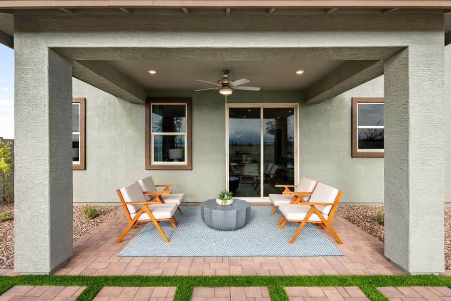Exterior details and patio area of a home in Willows at Bella Vista Farms, San Tan Valley (Image 3).