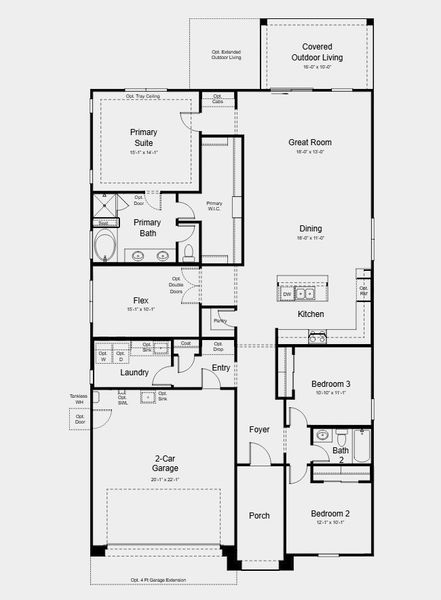 2D floor plan layout for the Essence by Taylor Morrison in Ladera Trails, Peoria, AZ (Image 3).